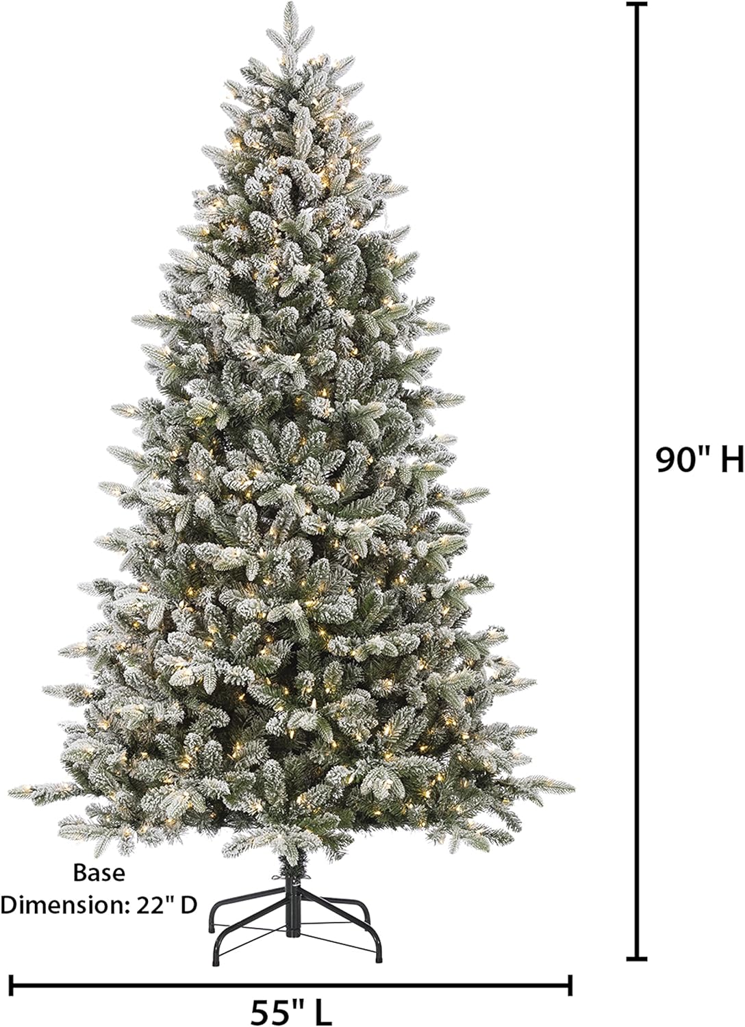 7.5-Foot Flocked Natural Cut Swiss Mountain Fir with 800 Clear Lights