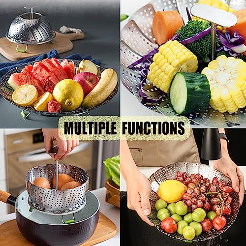 Vegetable Steamer Basket for Cooking Food Veggie Broccoli Meat Steamer Pot Cooker Expandable Steel Steamer (5.5