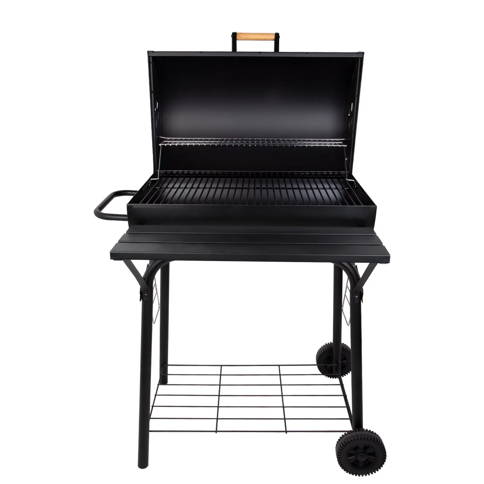 Uten Portable Barrel Charcoal BBQ Grill with Front Shelf, Carbon Steel Outdoor Barbecue Smoker