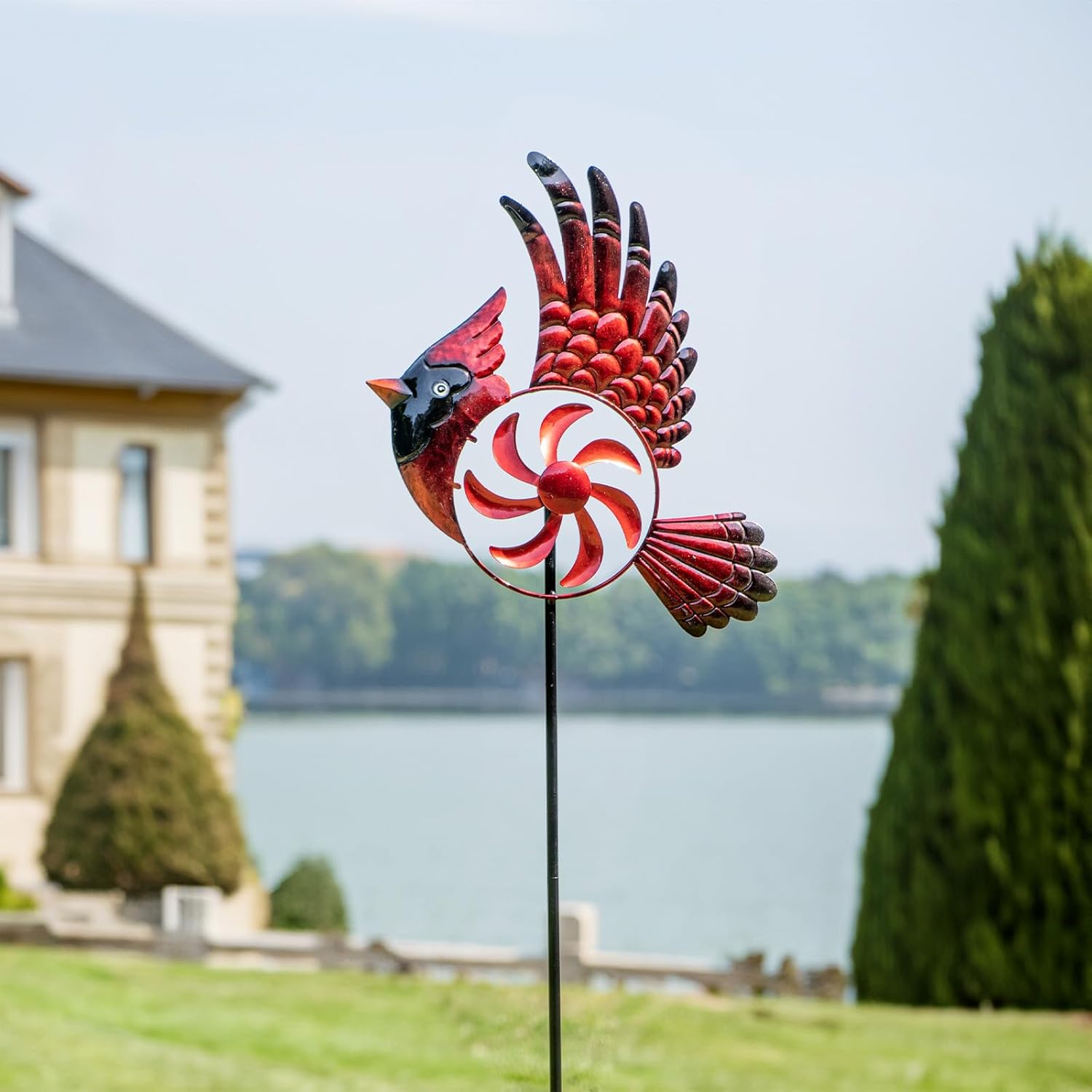 Metal Cardinal Wind Spinner, Garden Spinners Outdoor, Metal Wind Spinners Outdoor Garden Wind Spinner, Magical Design Decoration Pinwheels for Yard and Garden