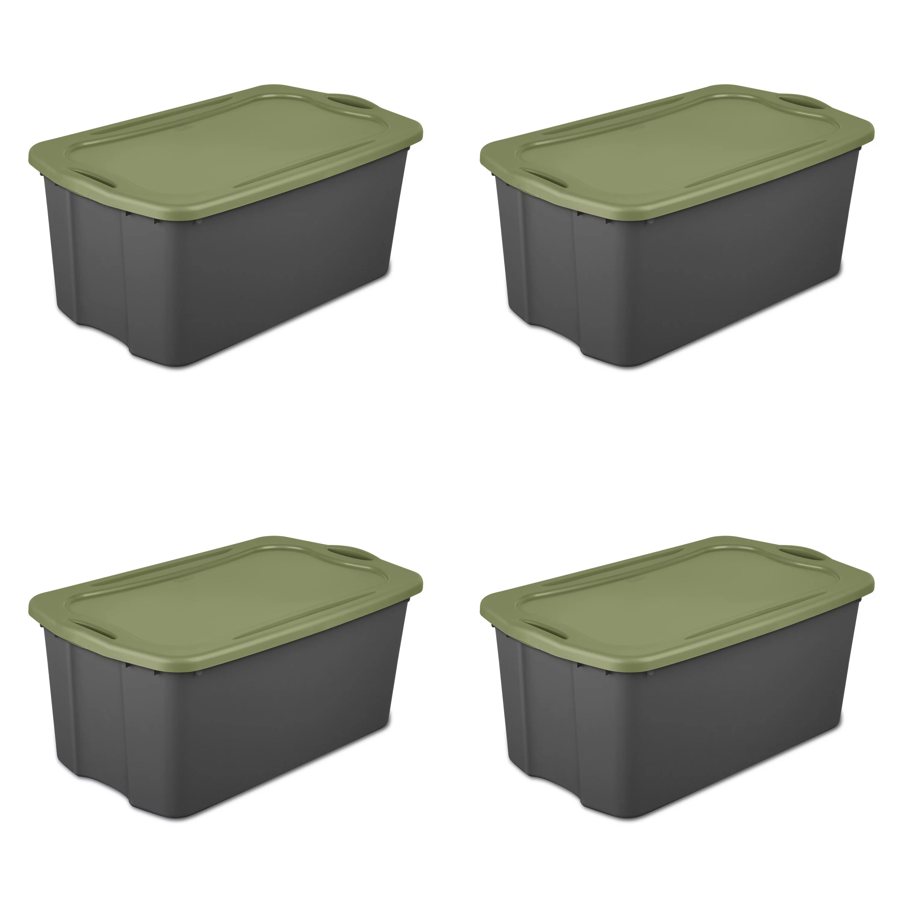 Sterilite 30 Gal. EZ Carry Plastic, Flat Gray/Sage Legume, Set of 4