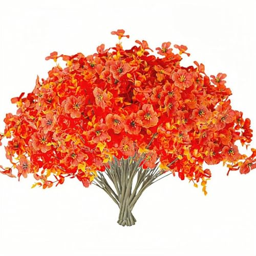 12 Bundles Artificial Autumn Violets - PE & Silk Fake Autumn Violet Decor with Steams for Indoor/Outdoor Fall Decoration (Shelves/Patio/Garden)​,a