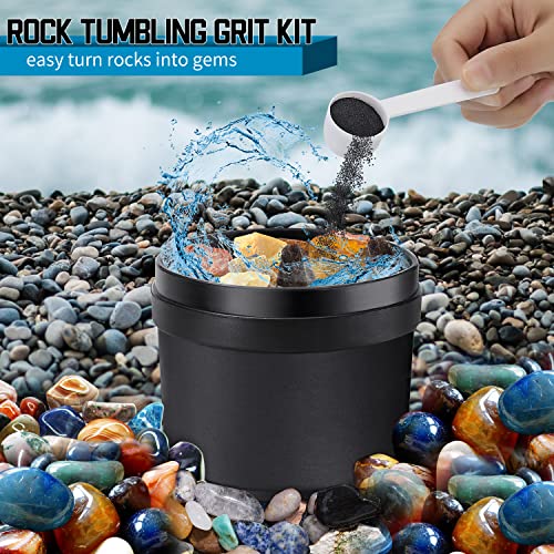 Rock Tumbler Grit Set, Rock Tumbler Grit Polish Refill - 4 Basic Step Tumbling Media (Coarse/Medium Grit/Pre-Polished/Final Polish), Rock Tumbler Set 2.0 for Any Brand of Rock Polisher