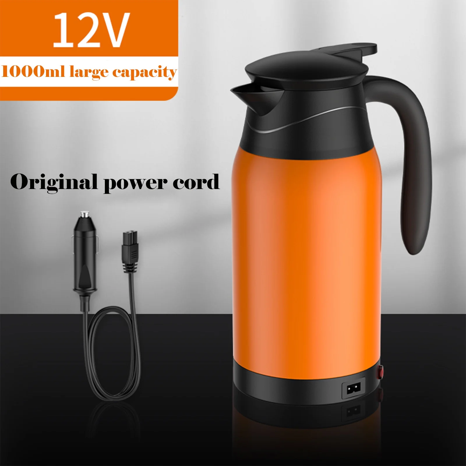 GBSELL Home Clearance 12V 1000ml Car Electric Heated Mug Water Kettle Steel Cup Car Heating Kettle Gifts for Women Men Mom Dad