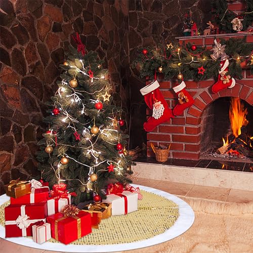 Mr. Pen- Christmas Tree Skirt 48 inches, Knitted Christmas Skirt Tree, Xmas Tree Skirt