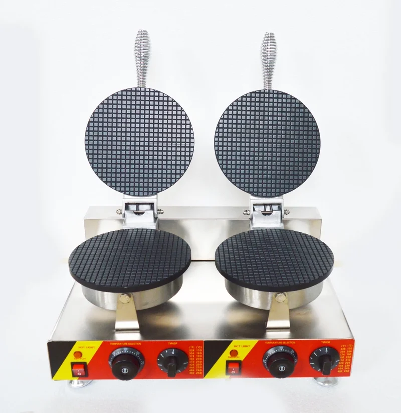 EQCOTWEA Ice Cream Cone Machine Egg Roll Toast Sandwich Maker Double Head 8.23in