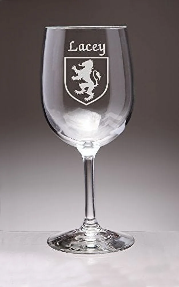 Lacey Irish Coat of Arms Wine Glasses - Set of 4 (Sand Etched)