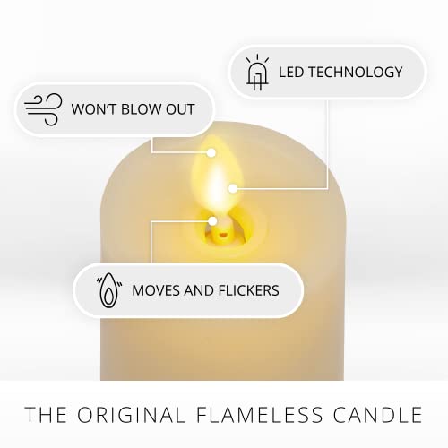 Luminara Realistic Artificial Flame Classic Slim Pillar Candle - Moving Flame LED Battery Operated Lights - Unscented - Remote Ready - 2
