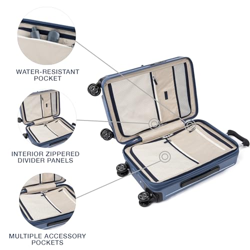 Travelpro Platinum Elite Hardside Expandable Carry on Luggage, 8 Wheel Spinner, TSA Lock, Hard Shell Polycarbonate Suitcase, Metallic Sand, Compact Carry on 20-Inch