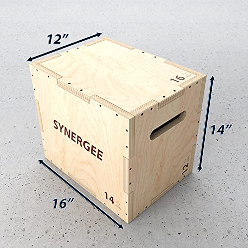 Synergee 3 in 1 Wood Plyometric Box for Jump Training and Conditioning. All in One Jump Trainer. Sizes 30/24/20, 24/20/16, 20/18/16, 16/14/12