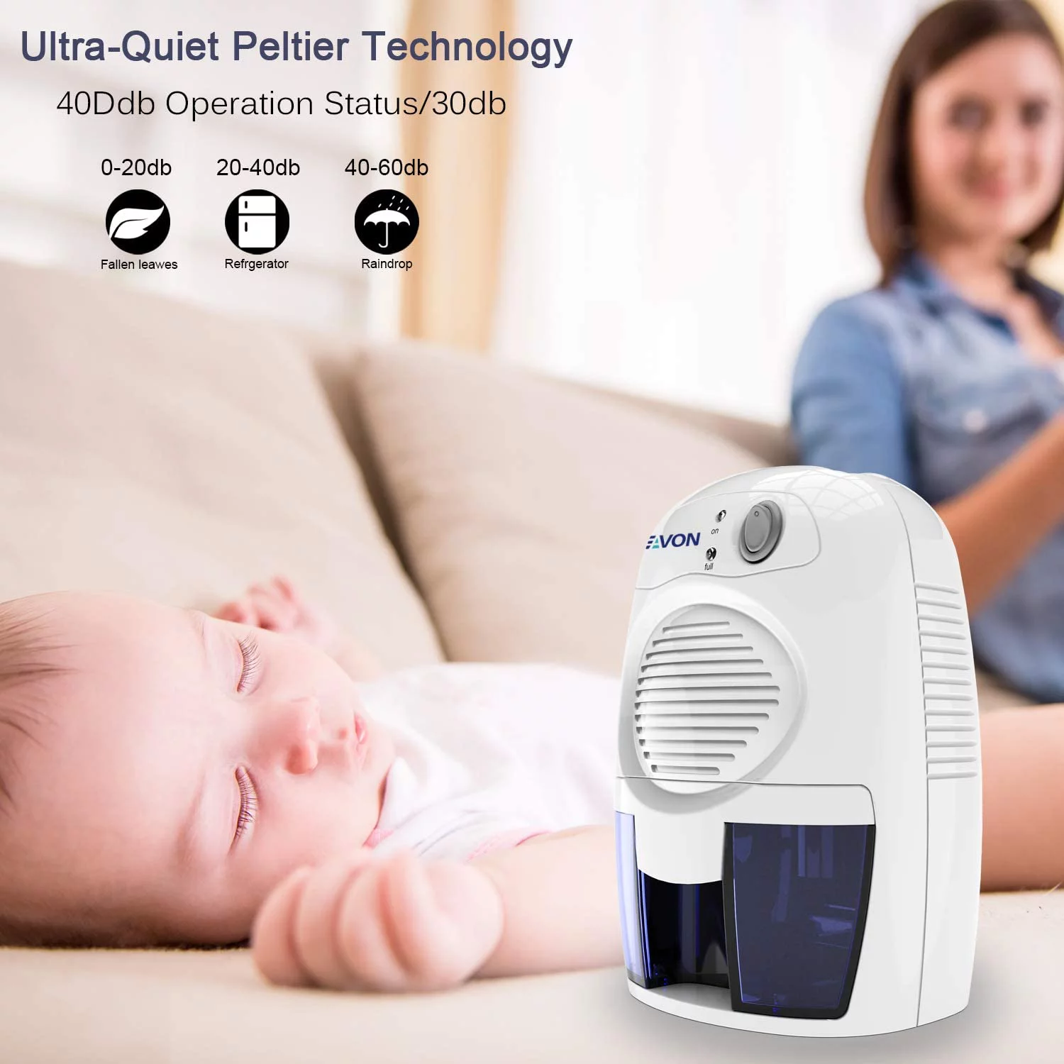 Electric Upgraded Dehumidifier for Home, 2000 Cubic Feet (195 sq ft) Portable and Compact 500ml (16 oz) Capacity Quiet Small Dehumidifiers for Basements, Bedroom, Bathroom, RV, Closet, Auto Shut Off