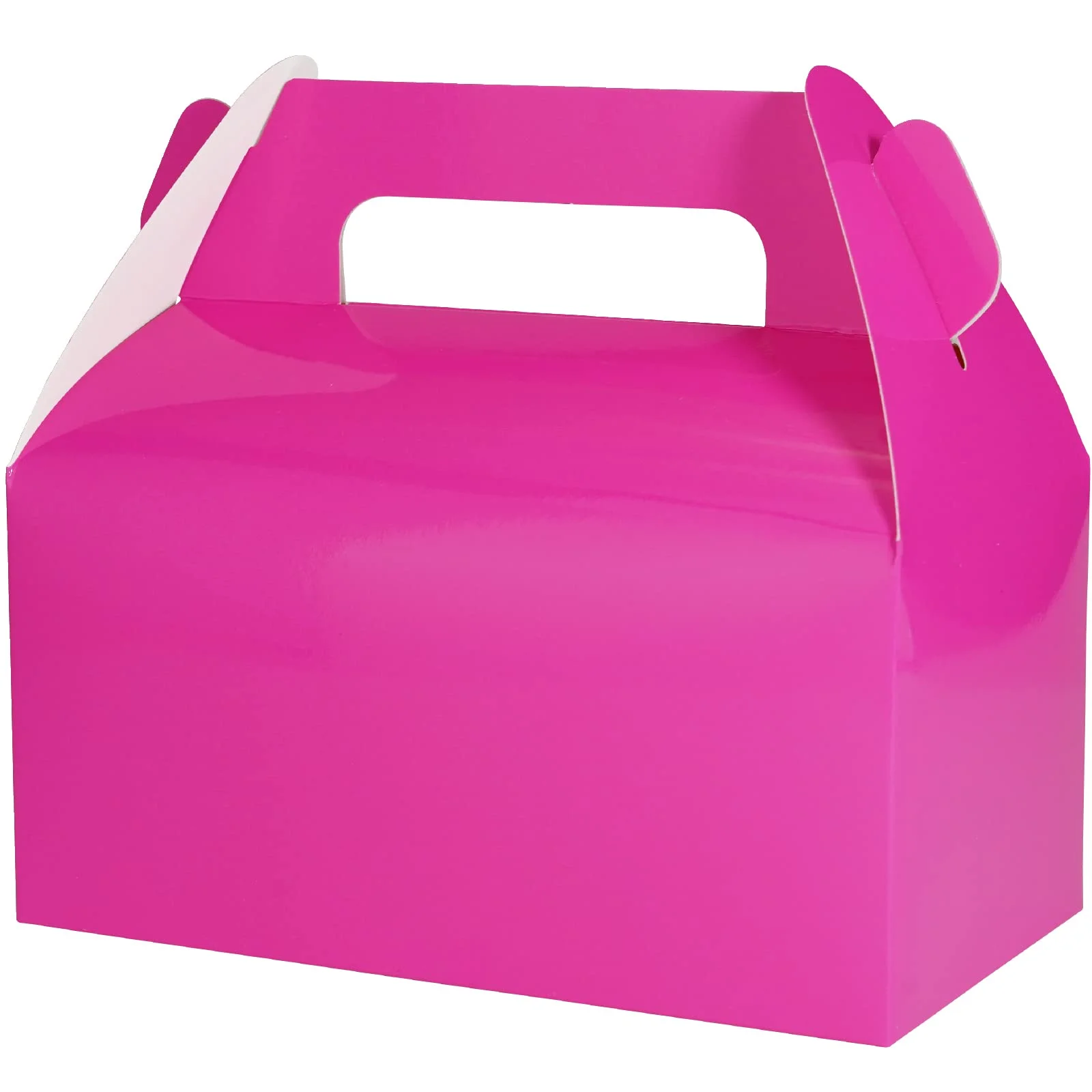12 Pack  Barbie Hot Pink Party Favor Boxes with Handles, Bulk Gable Boxes, Cardboard Paper Gift Boxes for Wedding Girl Birthday Party Baby Shower (5.9 x 3.5 x 3.5 in)