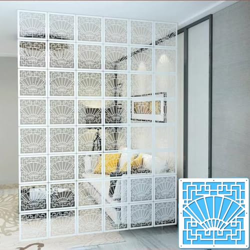 Room Privacy Screen Divider Living Room Hanging Room Divider Wall, 5mm Thick DIY Indoor Privacy Partition Screen for Home Hotel Office Bar Decor, Hollow Out Design Wood-Plastic Panels(5pcs)