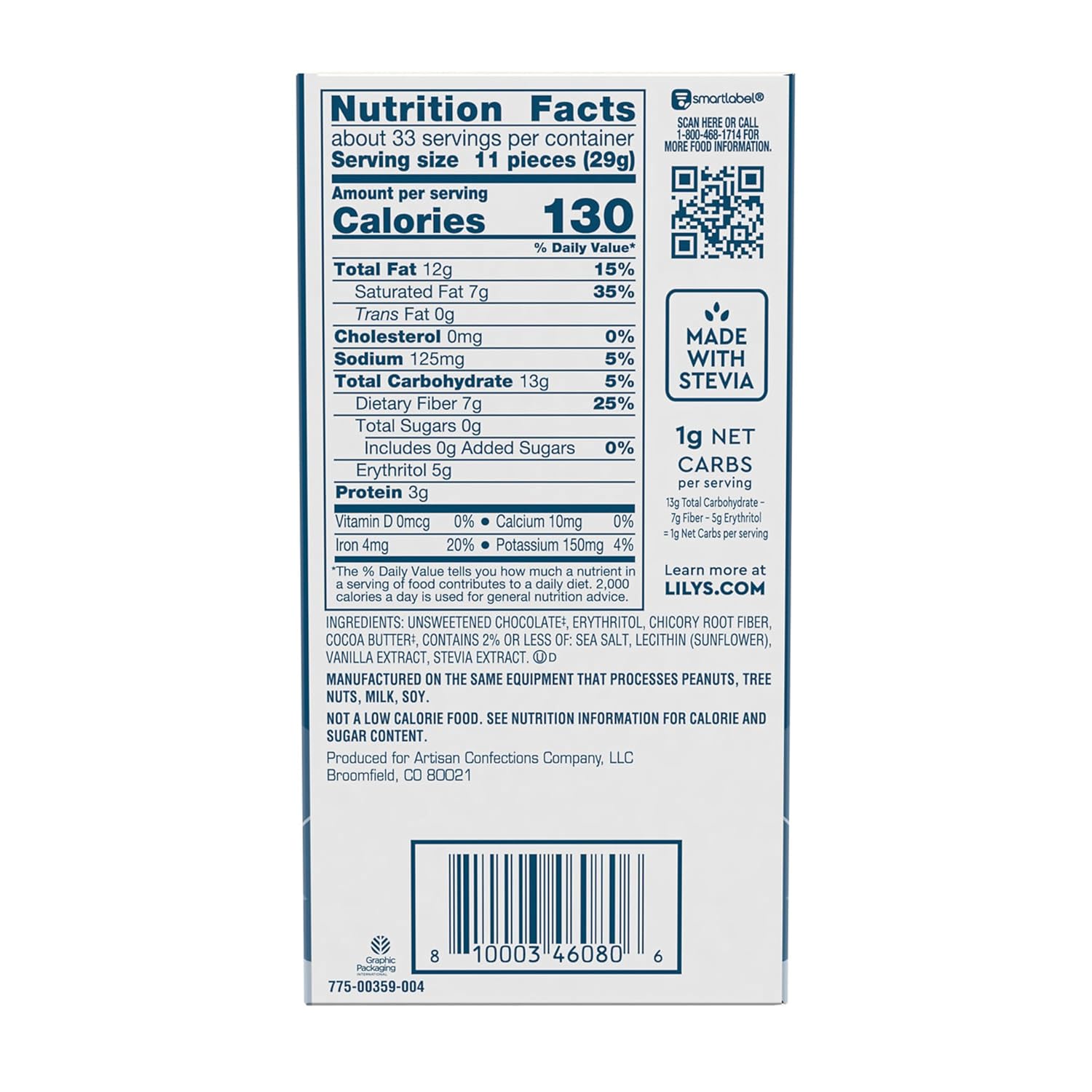 LILY'S Sea Salt Extra Dark Chocolate Style No Sugar Added, Sweets Bars, 2.8 oz (12 Count)