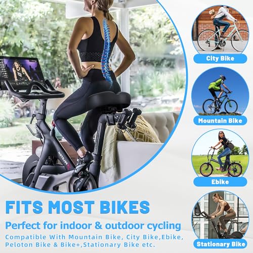 CDYWD Oversized Bike Seat for Men & Women Comfort, Extra Wide Bicycle Seat Cushion, Comfortable Soft Padded, Large Replacement Bike Saddle for Peloton Bike, Stationary Exercise Bike, City Bike, Ebike