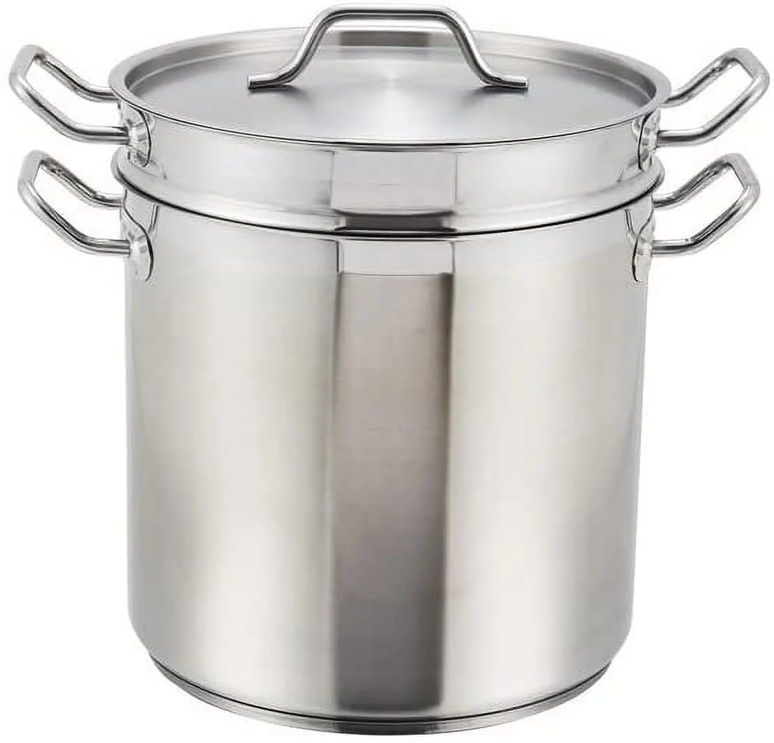Winware by Winco Stainless Double Boiler With Cover 20 Quart