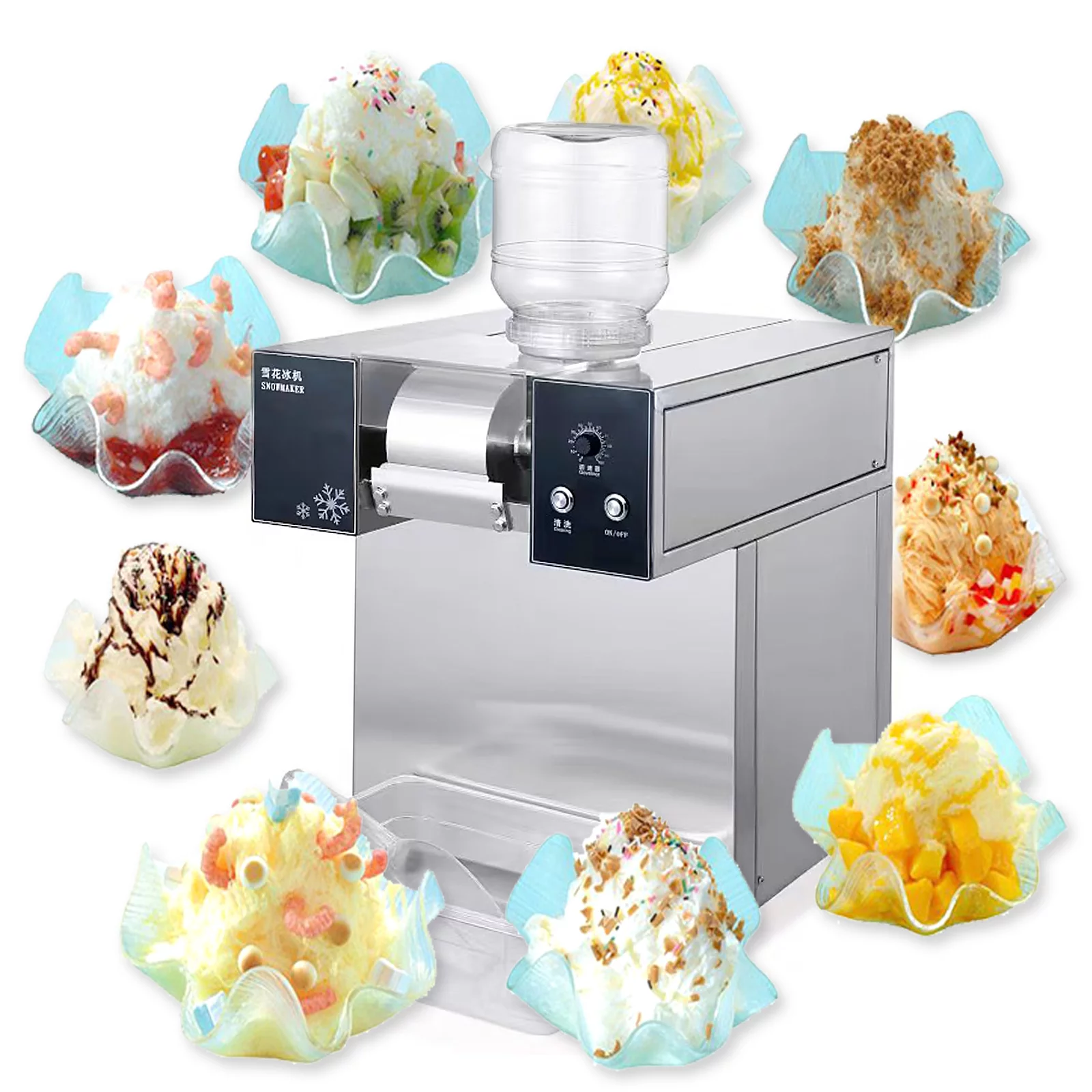 Kolice Commercial Automatical Snow Flake Machine Ice Shaving Machine Ice Crusher Shaver -180kgs/Day,Water Cooling,Refrigerated by Compressor