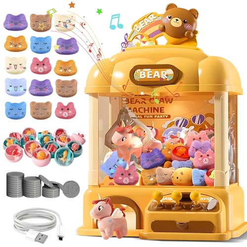 Claw Machine for Kids, Mini Vending Arcade Capsule Game With Prizes for Ages 8-13 Girls | Candy Machine With LED Lights & Adjustable Sound, Party Christmas Toys Gifts