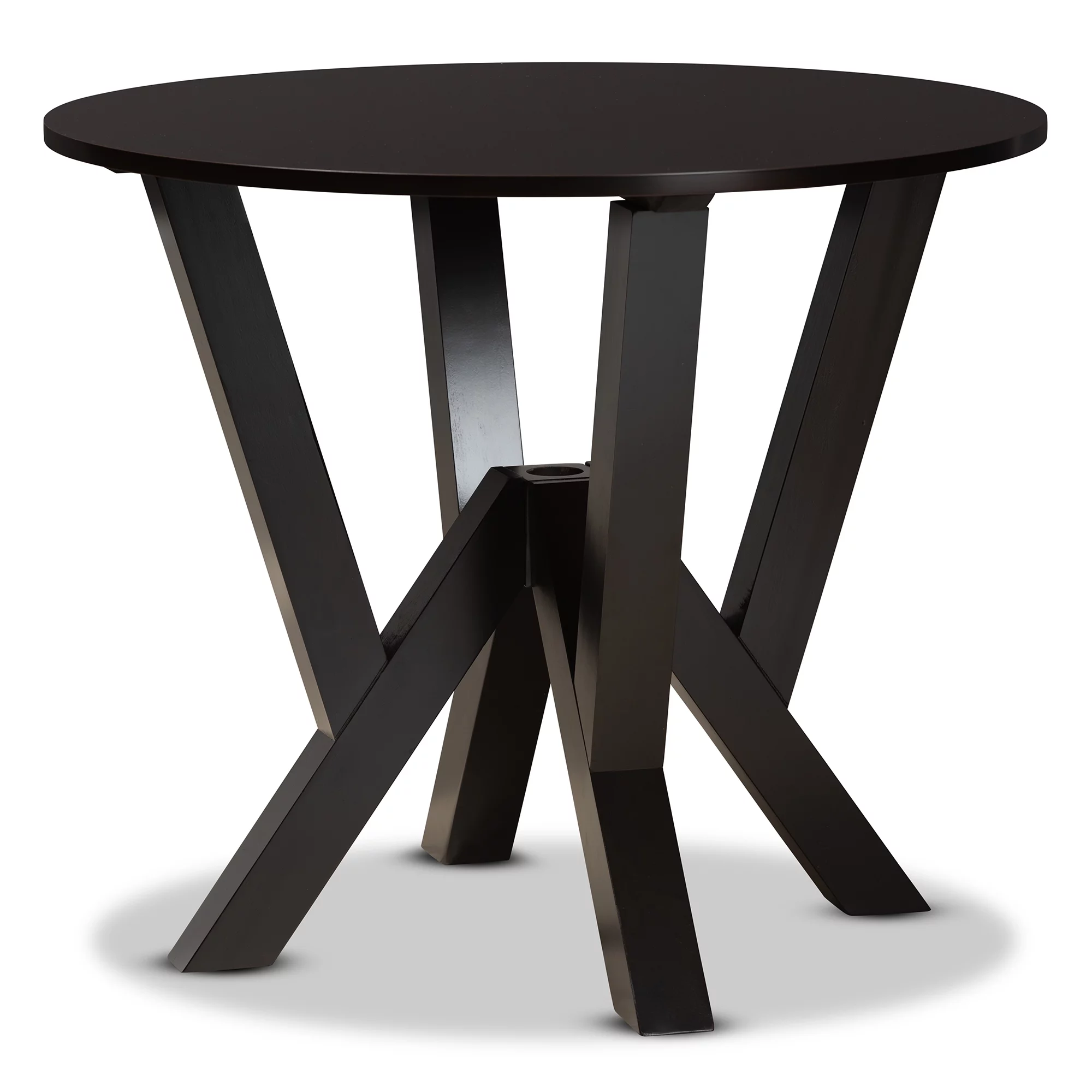 Baxton Studio Irene Modern and Contemporary Dark Brown Finished 35-Inch-Wide Round Wood Dining Table