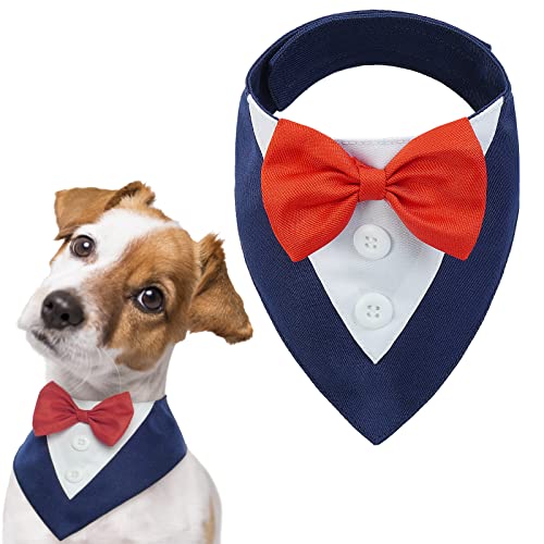 FUAMEY Dog Tuxedo Christmas for Small Dogs,Dog Formal Suit Dogs Attire Pet Bow Tie Puppy Party Costumes Cat Tux Outfits Pets Bandana Cosplay Adjustable Bowties Christmas Green Red XS