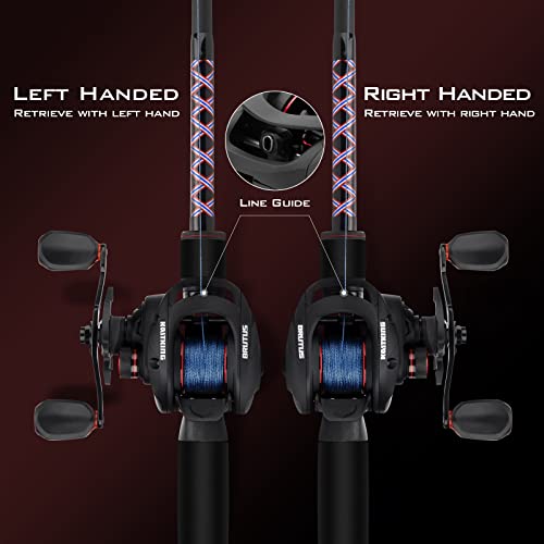 KastKing Brutus Baitcasting Fishing Reel, Graphite Frame, 7.2:1 Gear Ratio, 5+1 Shielded Stainless-Steel Ball Bearings,10 Button Magnetic Braking System, 17.6LB Carbon Fiber Drag, Aluminum Handle