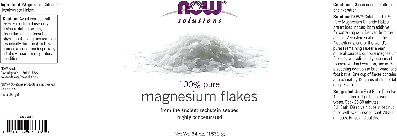 NOW Foods Solutions Magnesium Flakes - 54 oz Pack of 4