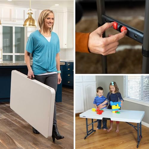 LIFETIME 80387 4-Foot Commercial Adjustable Folding Table, Almond