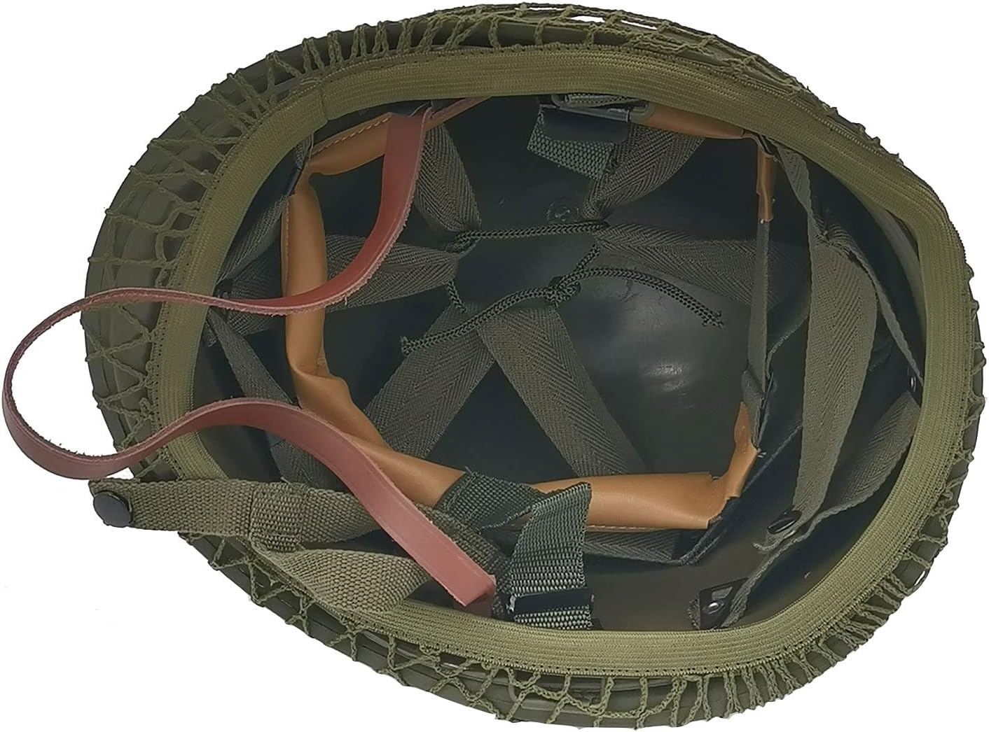 WWII US Army M1 Helmet, WW2 Gear, WW2 Helmet Metal Steel Shell Replica with Net/Canvas Chin Strap/Cat Eye Band