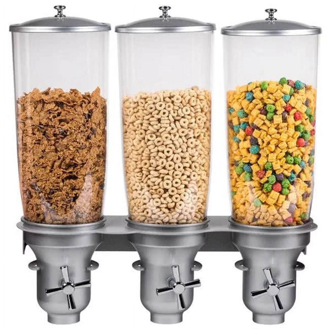 Cal Mil 3518-3-39 3 Cylinder Cereal Dispenser with Mount - Silver