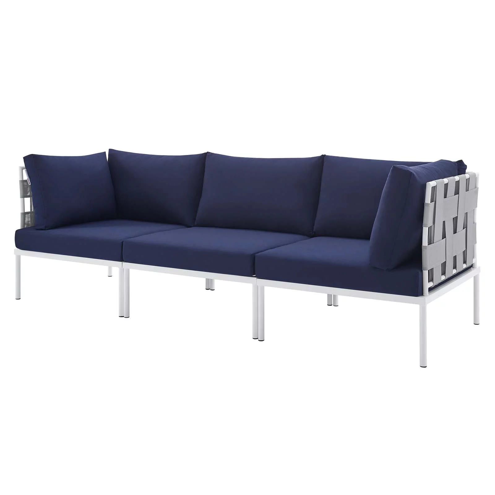 Lounge Sofa, Sunbrella, Aluminum, Metal, Steel, Grey Gray Blue Navy, Modern Contemporary Urban Design, Outdoor Patio Balcony Cafe Bistro Garden Furniture Hotel Hospitality