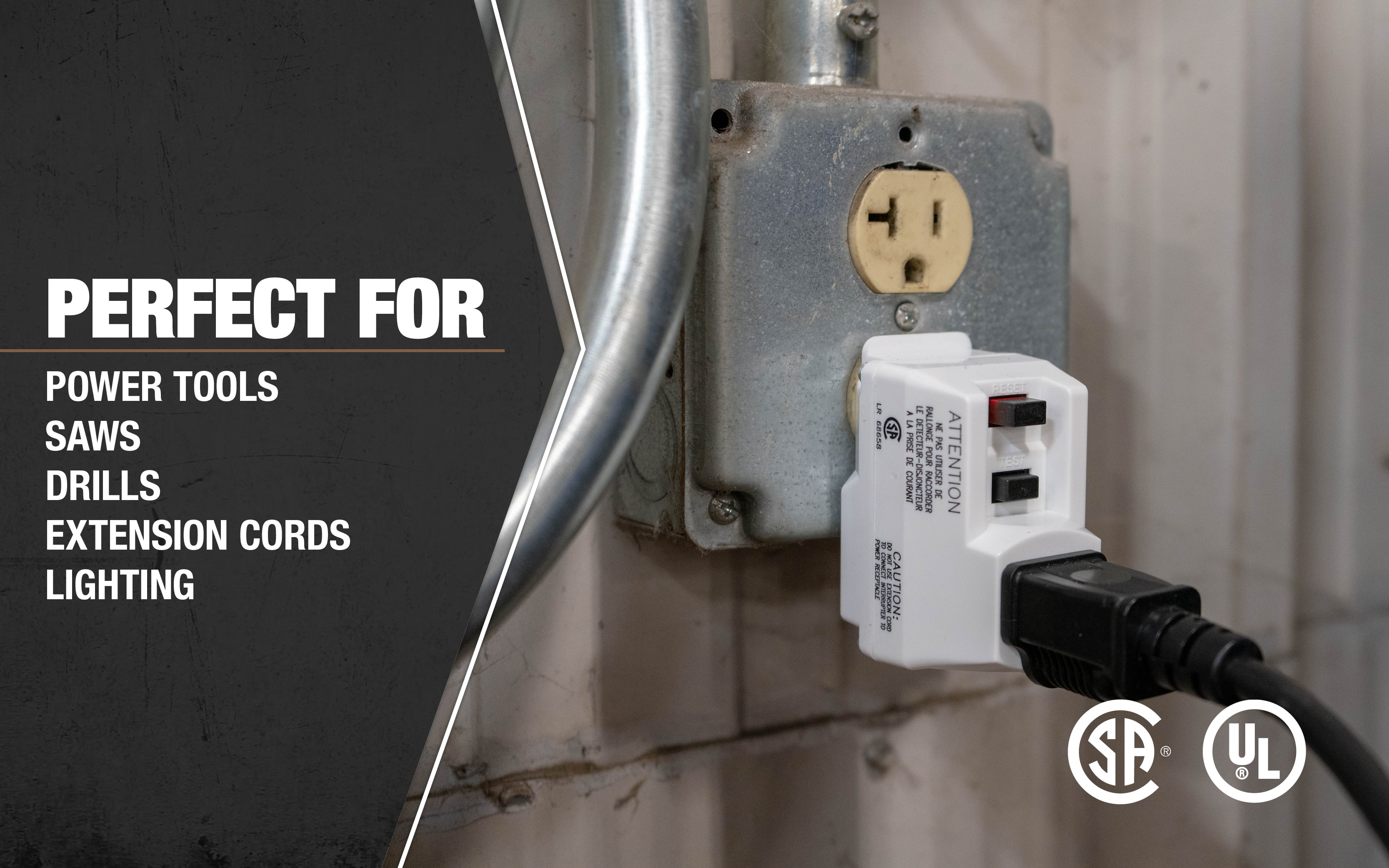 TRC 14650006-6 Shockshield White GFCI Plug with Surge Protection Electrical Outlet