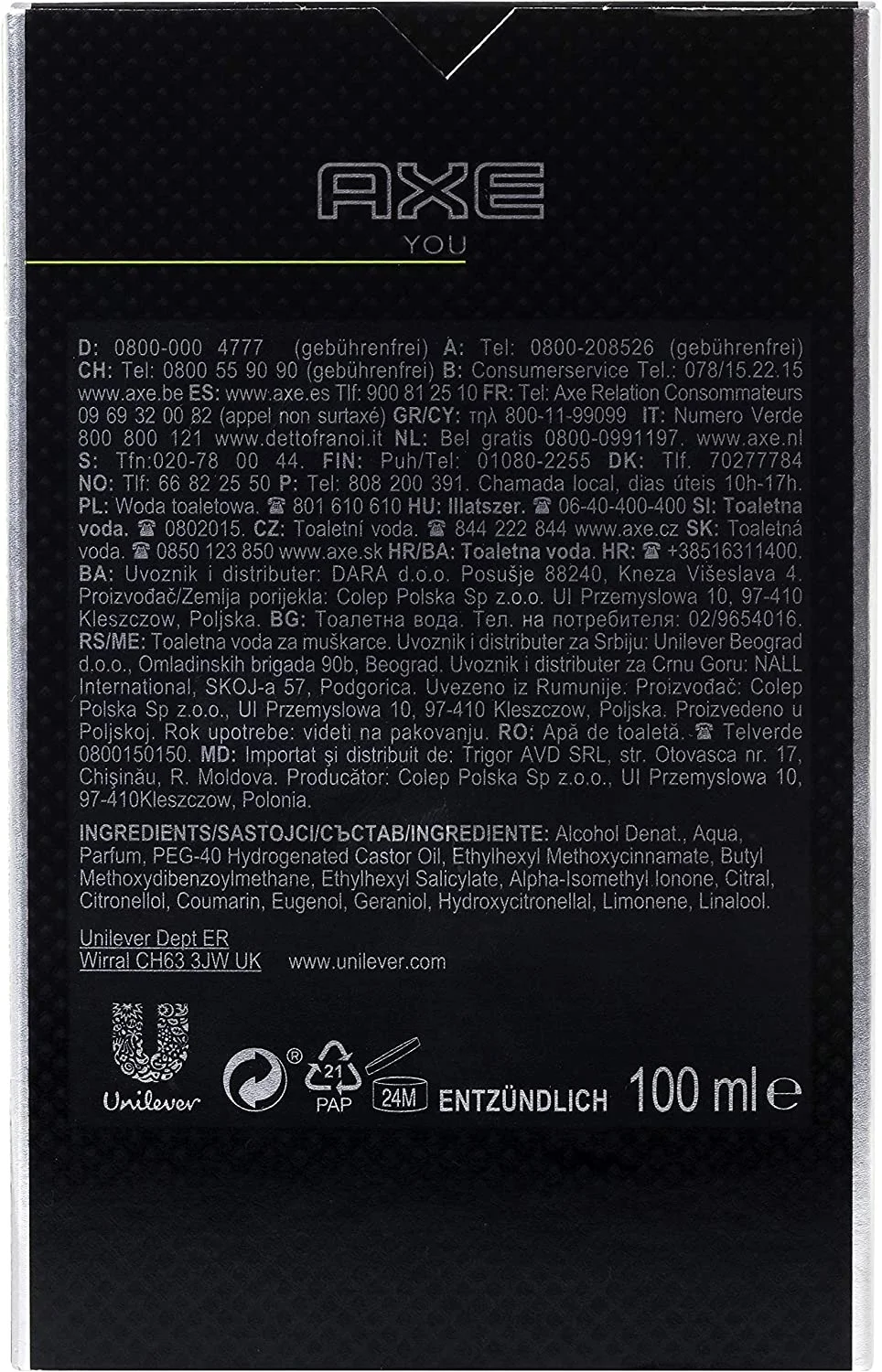 Axe You Men's Eau de Toilette2X100ML