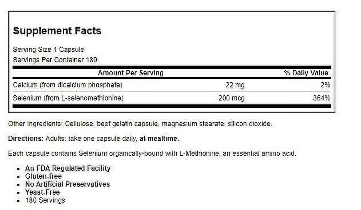 Carlson Laboratories Selenium 200mcg (L-Selenomethionine) Organic 180 Capsule