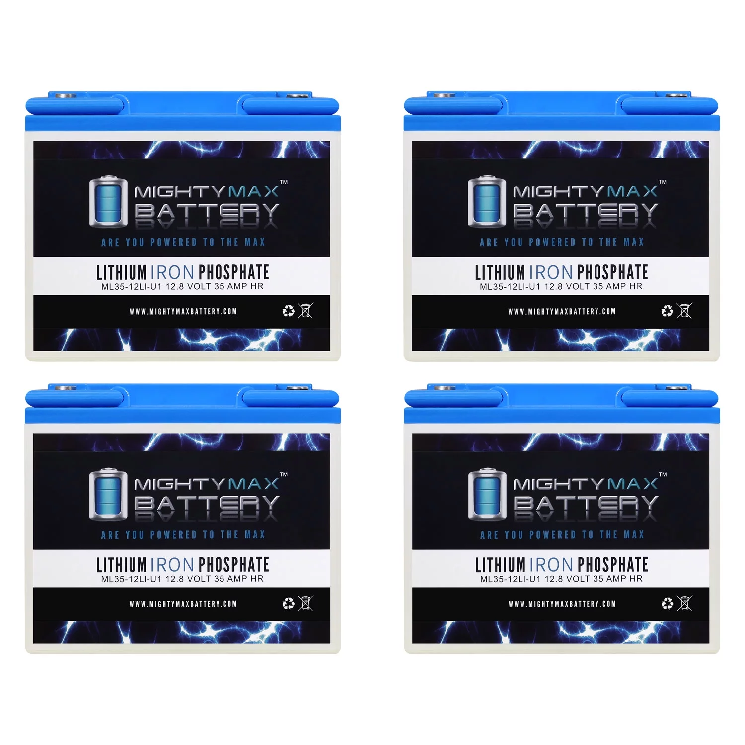 12V 35AH U1 Lithium Replacement Battery compatible with Exide Bat0065 - 4 Pack