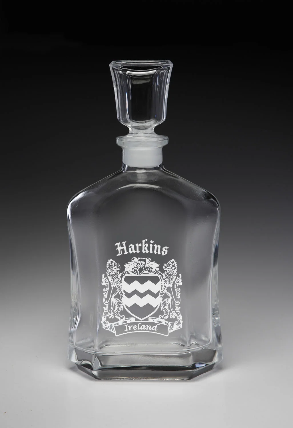 Harkins Irish Coat of Arms Whiskey Decanter (Sand Etched)