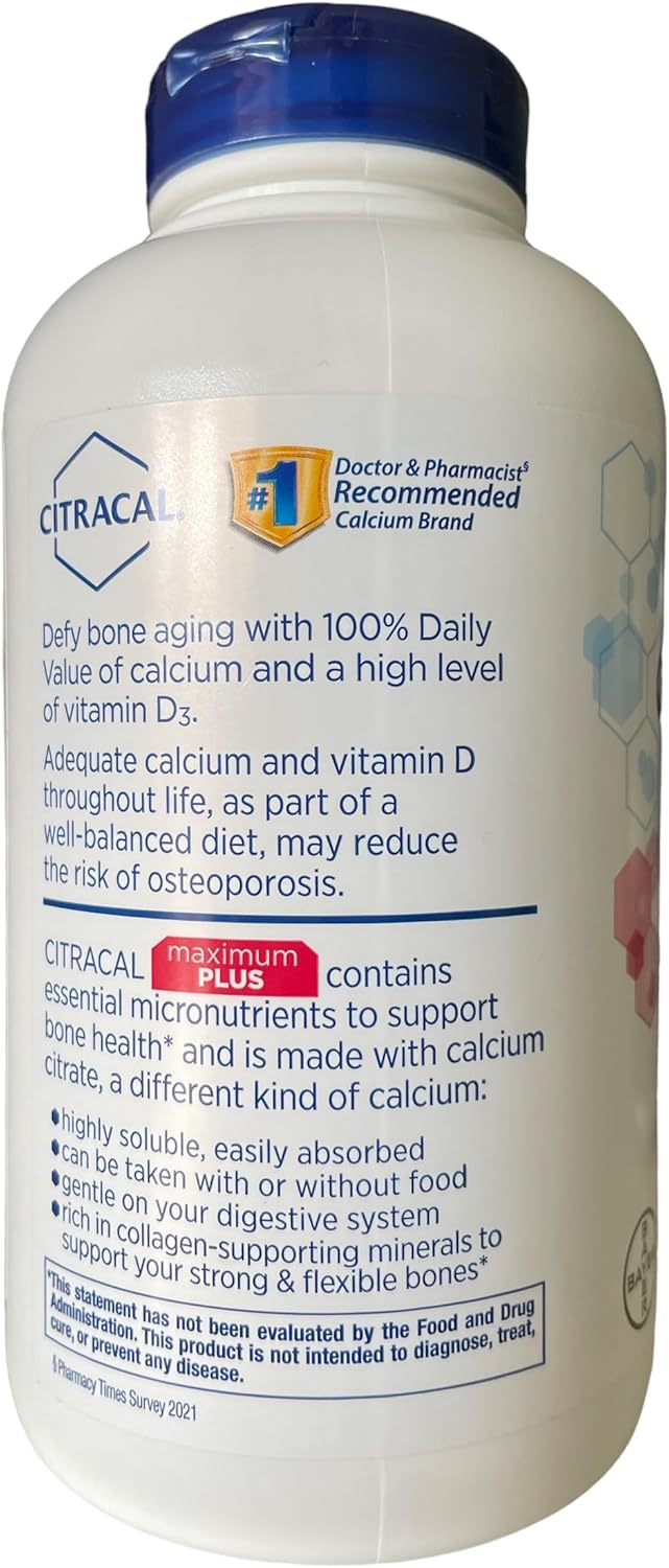 Citracal Calcium Citrate Caplets (Maximum Plus) + D3 1Pack (280 ct.) (Packaging may vary)