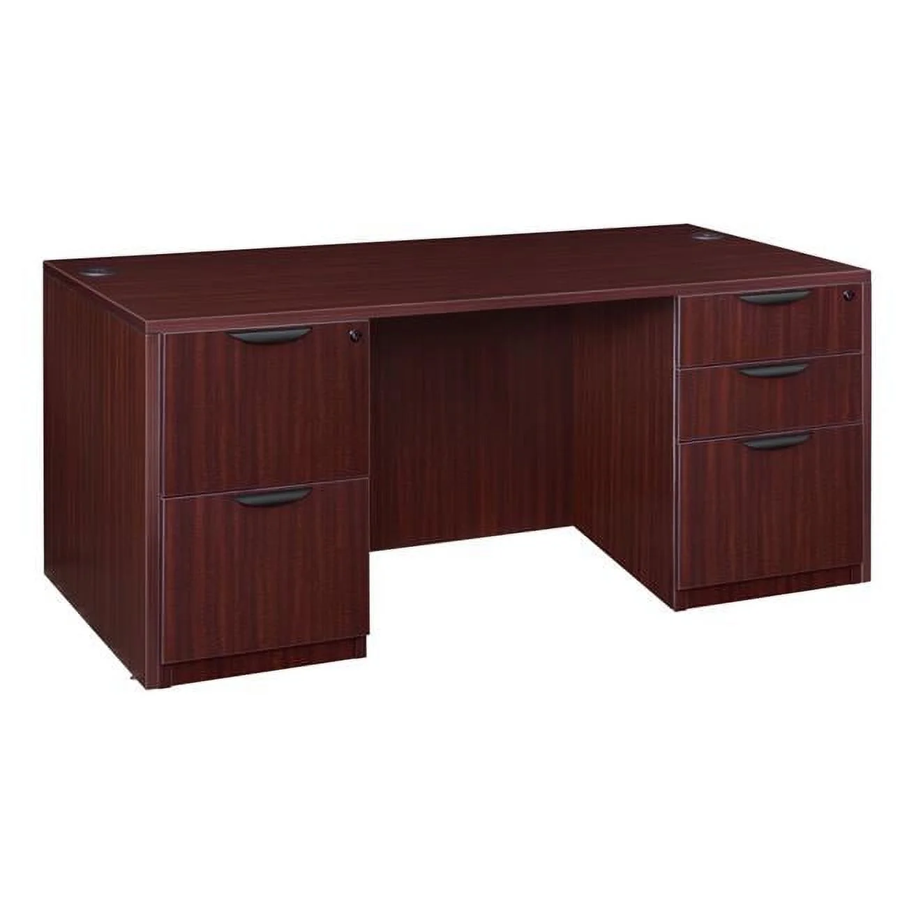 66 in. Legacy Double Full Pedestal Desk, Mahogany