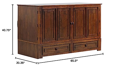 Emurphybed Paradiseo Murphy Cabinet Chest Bed with Charging Station 8 Inch, Queen (Tobacco)