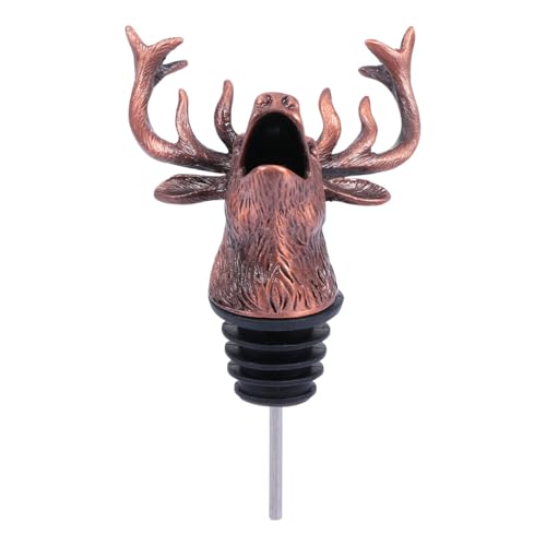 Vintage Bottle Cork Pourer 1Pc Deer Head Wine Pourer Spout Wine Bottle Stopper For Home And Bar Deer Wine Stopper Elk Head Wine Bottle Stopper Novel Cap Practical Wine Decanter
