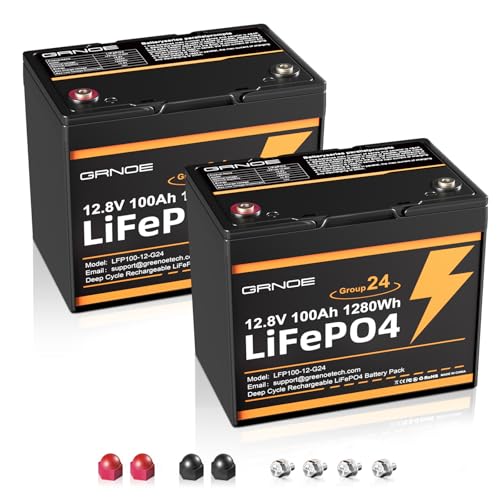 2-Pack 12V 100Ah LiFePO4 Automotive Batteries, 15000+ Deep Cycles, 100A BMS Each, Group 24 Car Battery Replacements for RV, Trailer, UTV, Off-Grid, Trolling Motor, Vehicle Power Systems,DIY