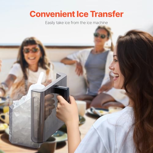 VEVOR Countertop Ice Maker, 9 Cubes Ready in 6 Mins, 26lbs in 24Hrs, Self-Cleaning Portable Ice Maker with Ice Scoop and Basket, Ice Machine with 2 Sizes Bullet Ice for Home Kitchen Office Bar Party
