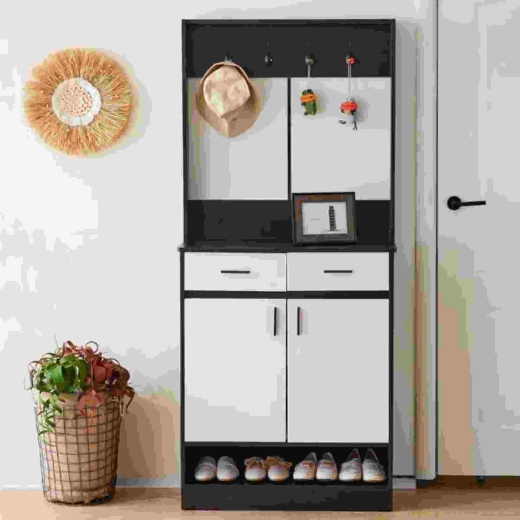 Dinling Entryway Bedroom Armoire,Shoe Cabinet,Wardrobe Armoire Closet White