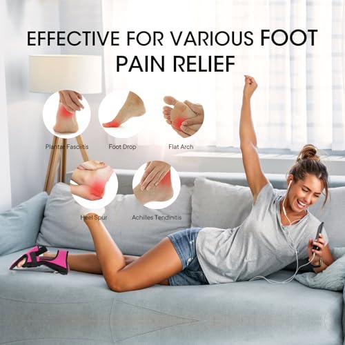 Plantar Fasciitis Night Splint: Unisex Plantar Fasciitis Brace with Massage Ball for Foot Pain Relief by Plantar Fasciitis Achilles Tendonitis Foot Drop Heel Spur Flat Arch - Black