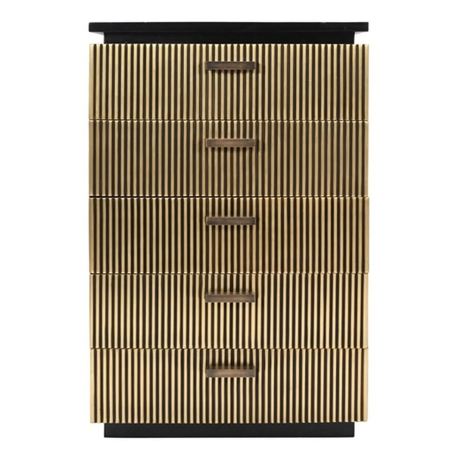 Allure Modern Style 5-Drawer Chest Made with Wood in Black/Gold