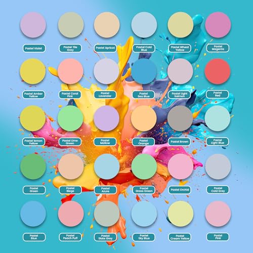 Acrylic Pouring Paint Set | 30 Vibrant Colors Including An Array Of Metallic, Neon & Pastel Paints | Pre Mixed, Ready to Use, High Flow Paint For Canvas, Paper, and More | 2 Ounces Per bottle