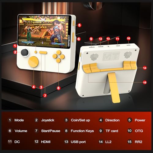Handheld Game Console 5 Inch Screen, Retro Gaming Console with 64G Built-in 15000+ Classic Games, 1280x720 Pixels, Game Searchable, 5000mAh Battery, Portable Pocket Arcade with Desktop Stand (Black)