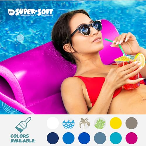 TRC Recreation Sunsation Vinyl Coated Foam Swimming Pool Float Mat Adult Lounger with Built-in Roll Pillow