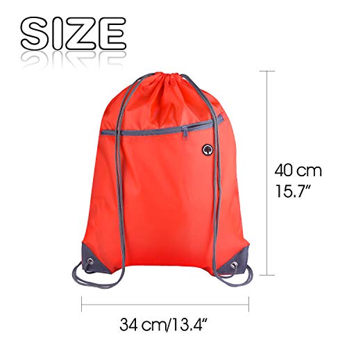 KUUQA 12Pcs Drawstring Backpack Bags Bulk with Zipper Pocket and Headphone Hole（Black）