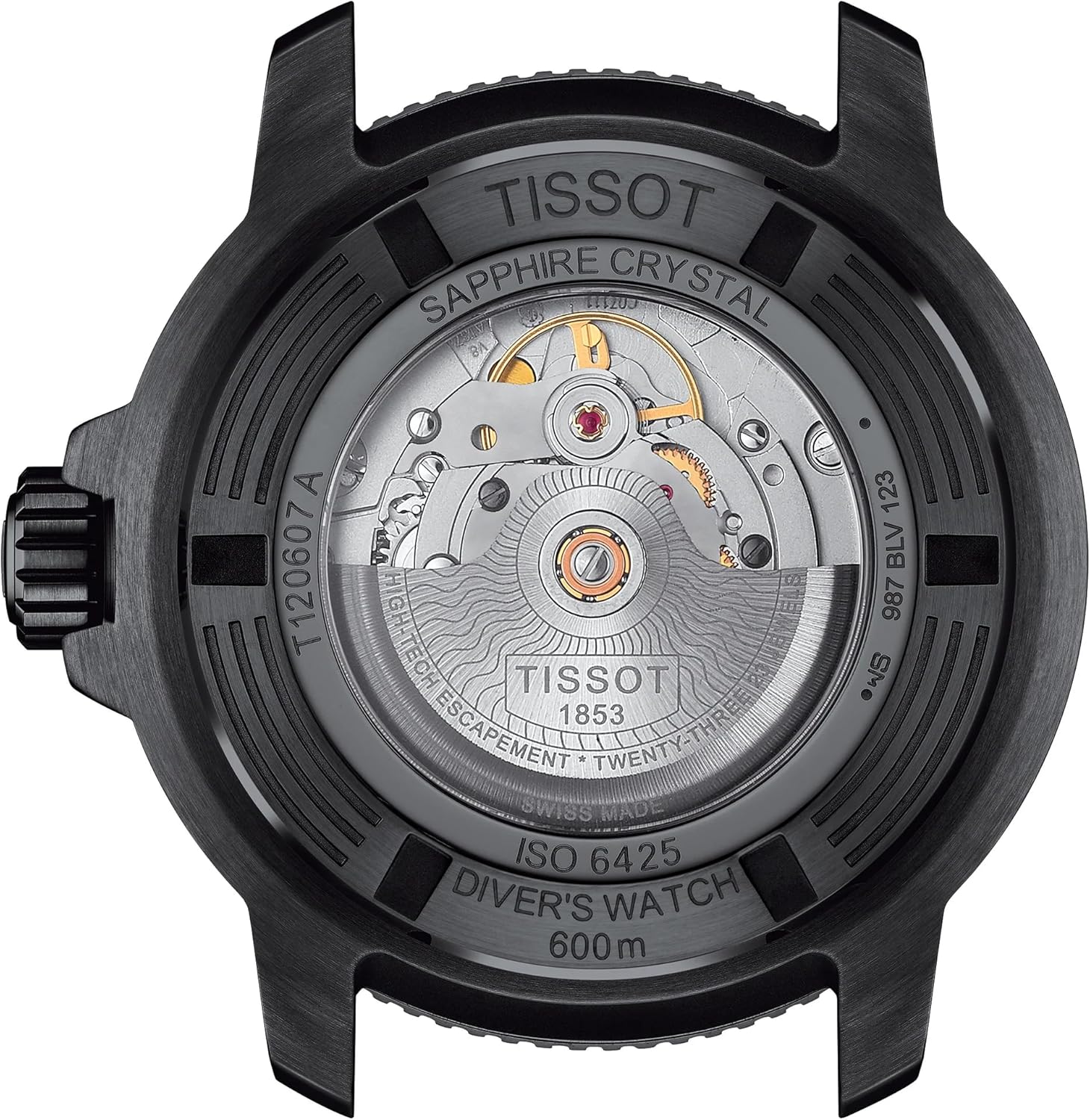 Tissot Mens Seastar 2000 Professional Powermatic 80 316L Stainless Steel case with Black PVD Coating Automatic Watch, Blue/Black, Rubber, 22 (T1206073704100)