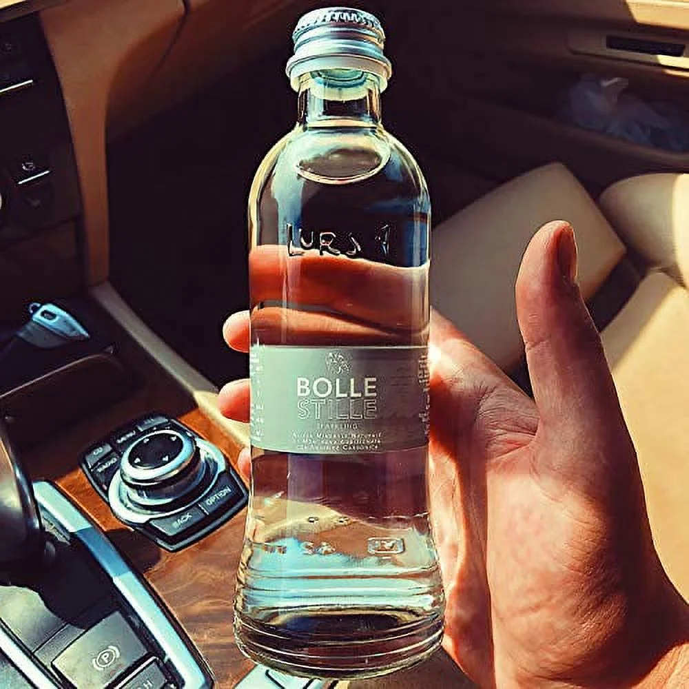 Alu Bolle (Sparkling) Natural Spring Mineral Water, 11 Fl Oz (10 Glass Bottles)